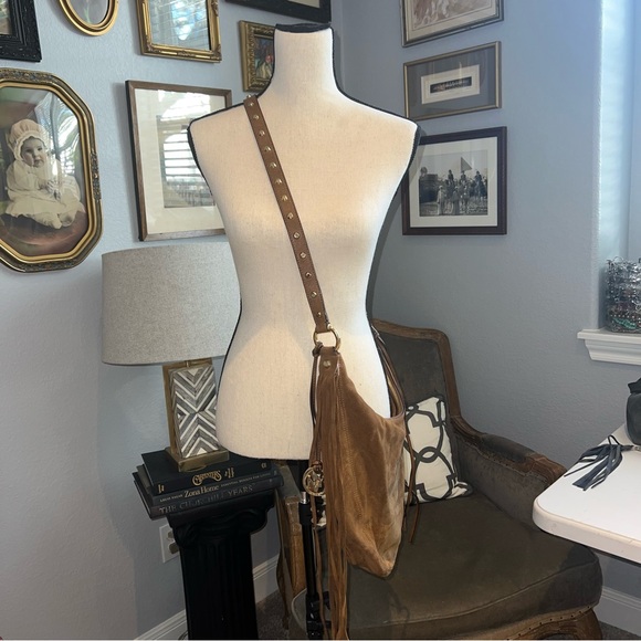 Michael Kors Suede Handbag Brown western Fringe Hobo Shoulder Boho Purse - Picture 15 of 16